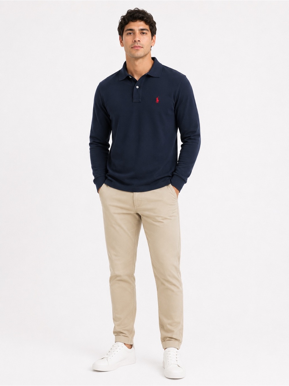 Polo by Ralph Lauren Long-Sleeve Navy Polo with Red Pony